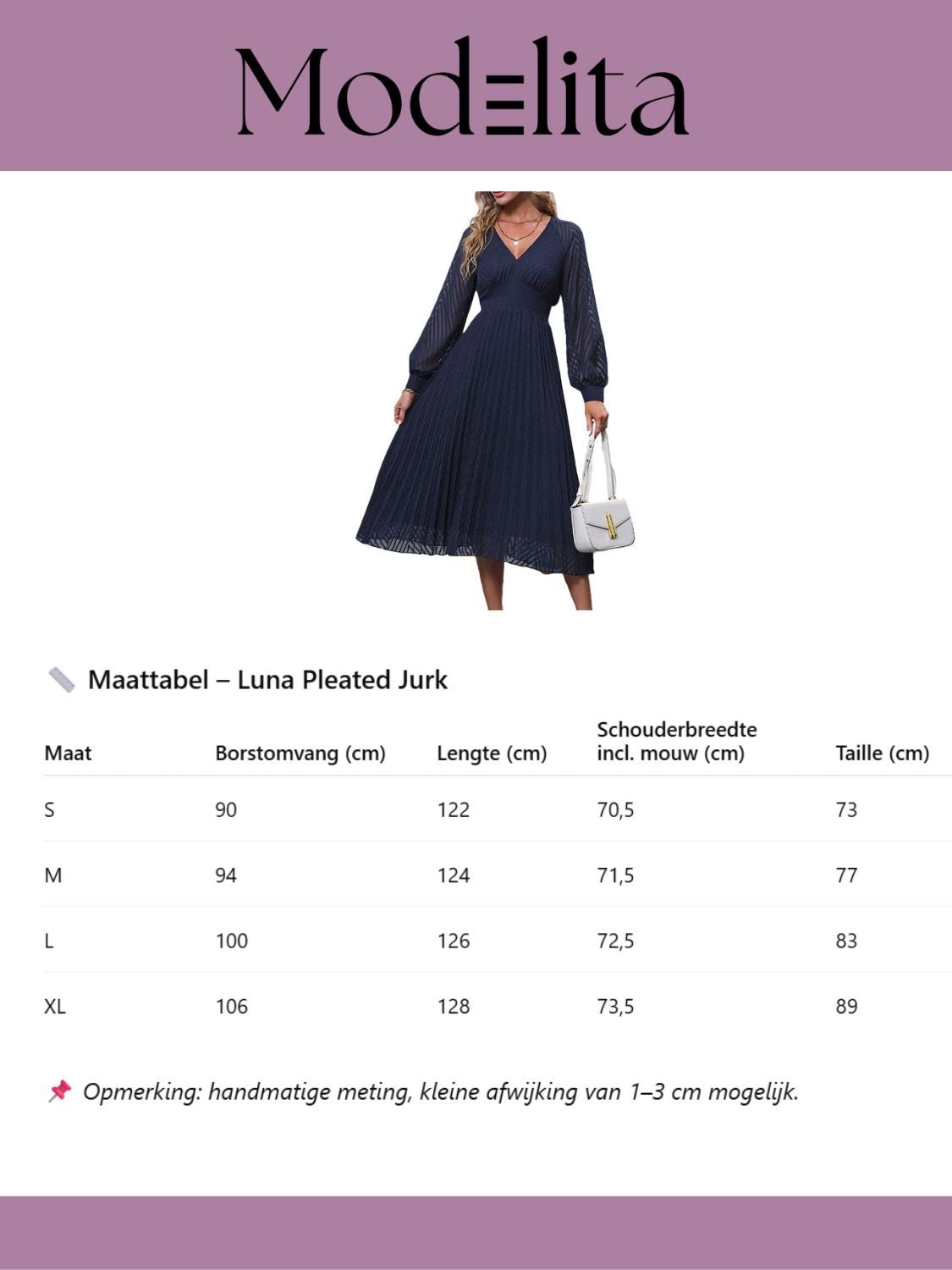 Luna Pleated Jurk - modelita.nl