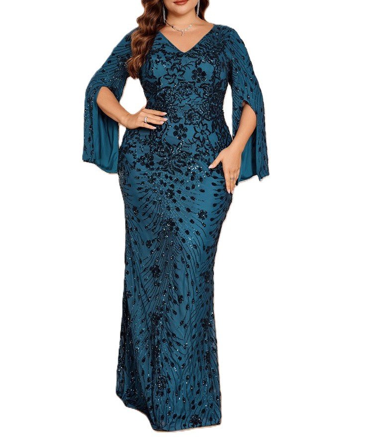 Midnight Bloom Fishtail Dress Elegant Plus-Size Evening Dress with Sequins | Modelita modelita.nl Midnight Bloom Fishtail Dress Elegant Plus-Size Evening Dress with Sequins | Modelita modelita.nl