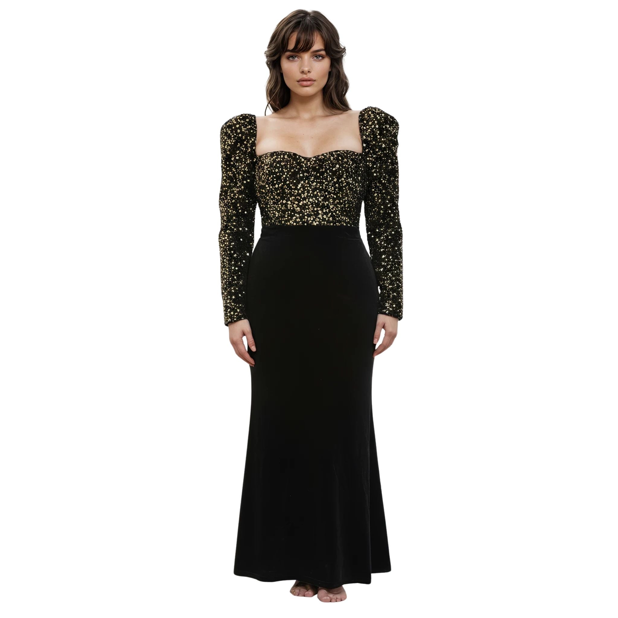 sachin and babi light blue dress Black Sequin Evening Dress