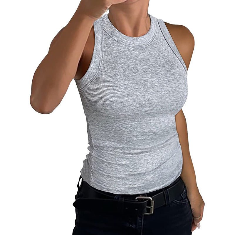 Slim Ribbed Halter Top - modelita.nl