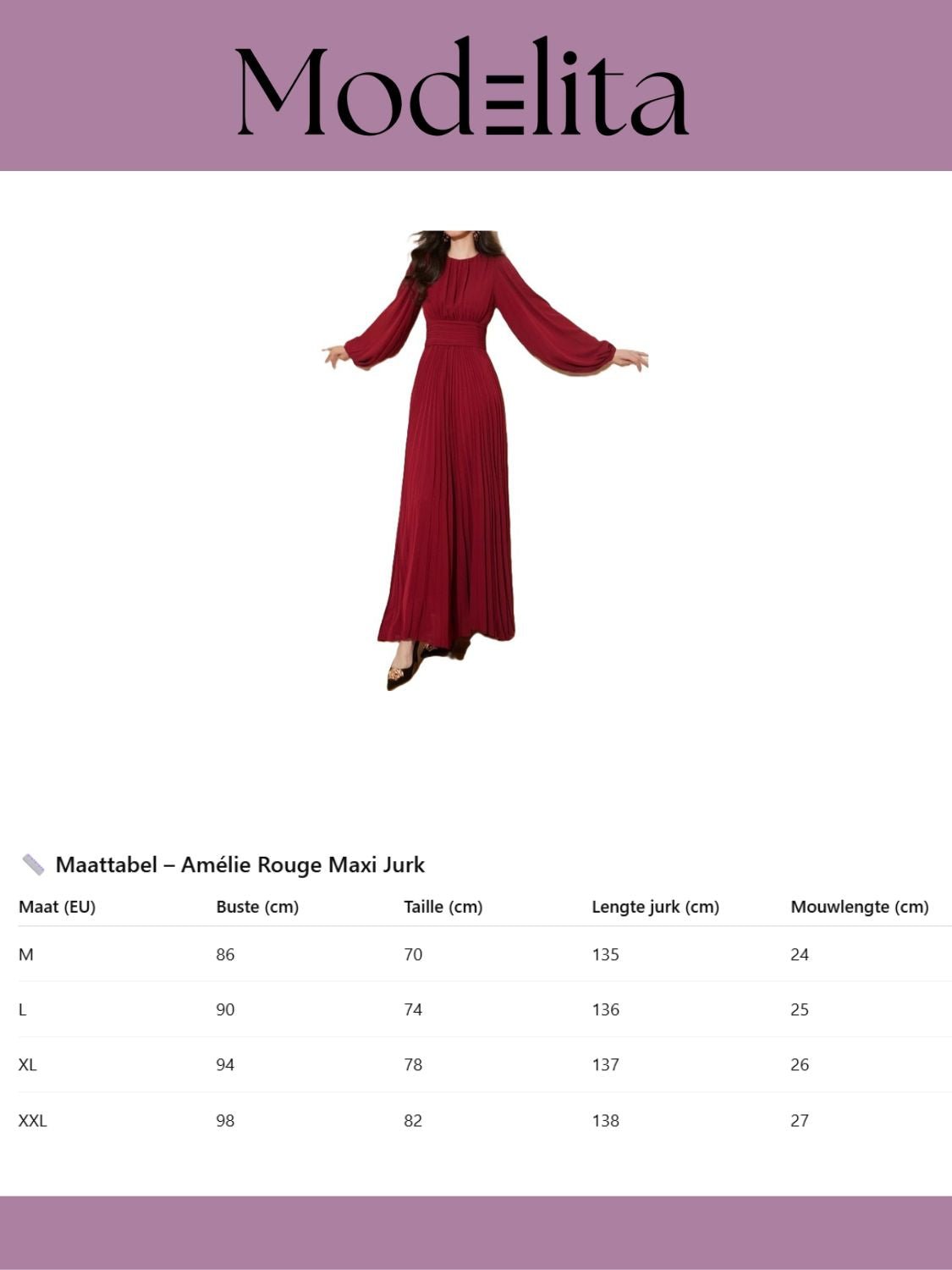 Amélie Rouge Maxi Jurk - modelita.nl