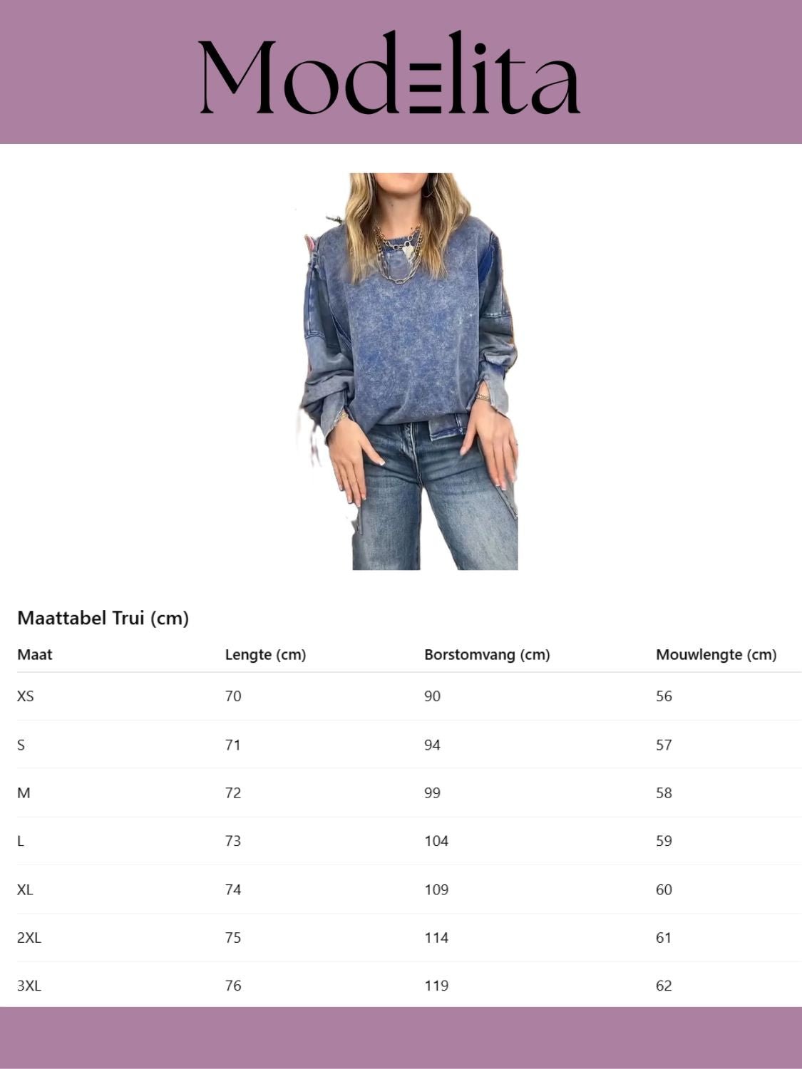 Denim Mist Trui - modelita.nl