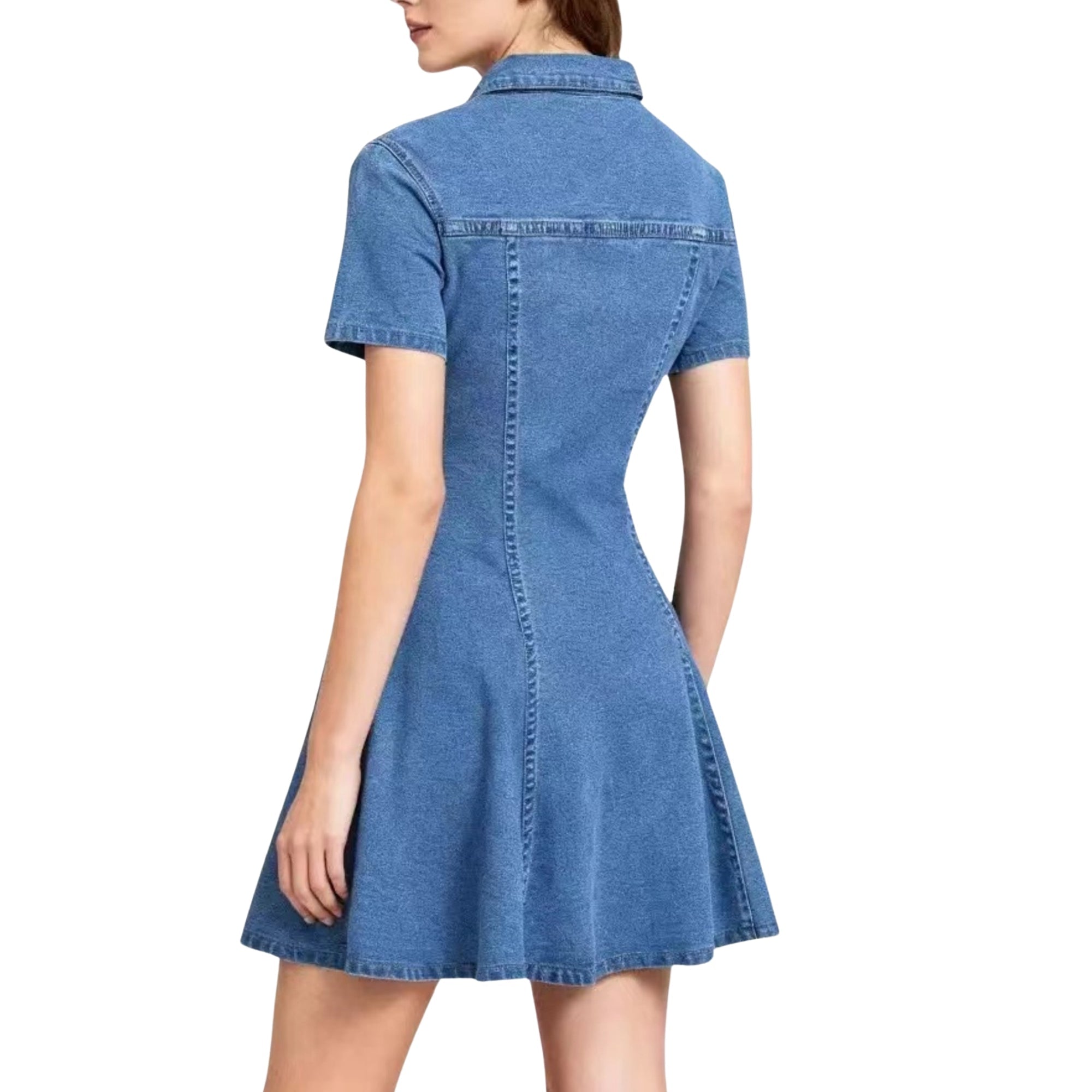 Elvara Denim Flare Jurk - modelita.nl