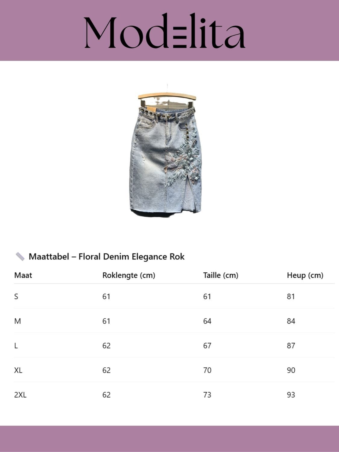 Floral Denim Elegance Rok - modelita.nl