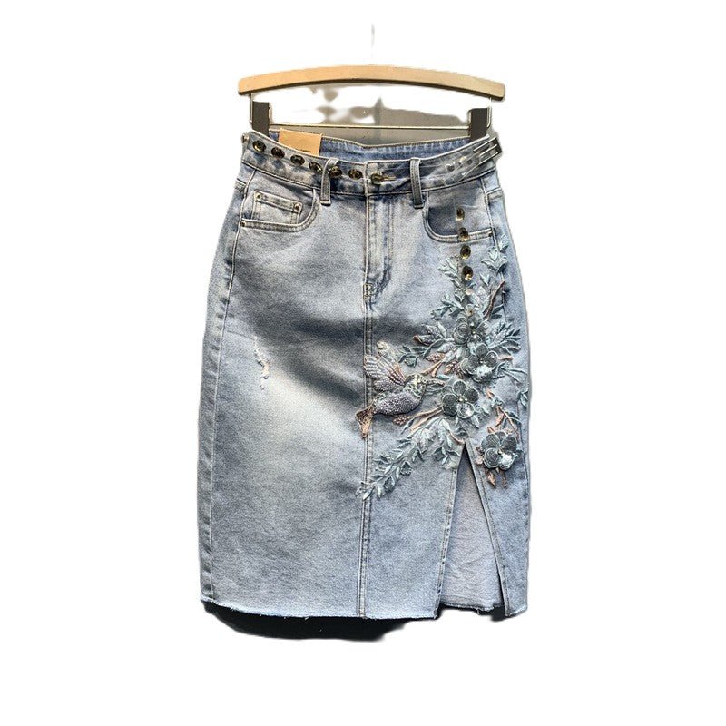 Floral Denim Elegance Rok - modelita.nl