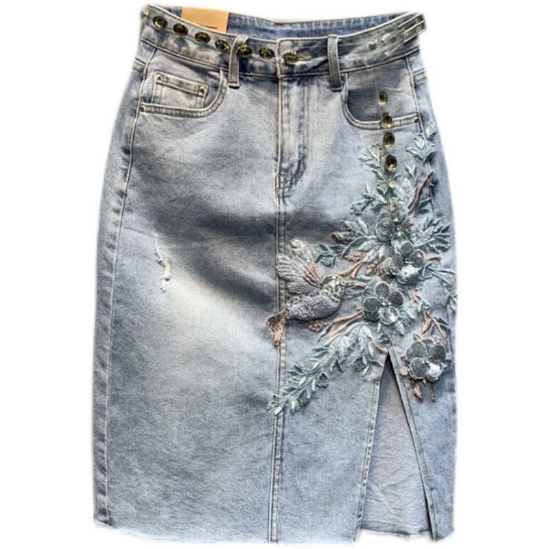 Floral Denim Elegance Rok - modelita.nl