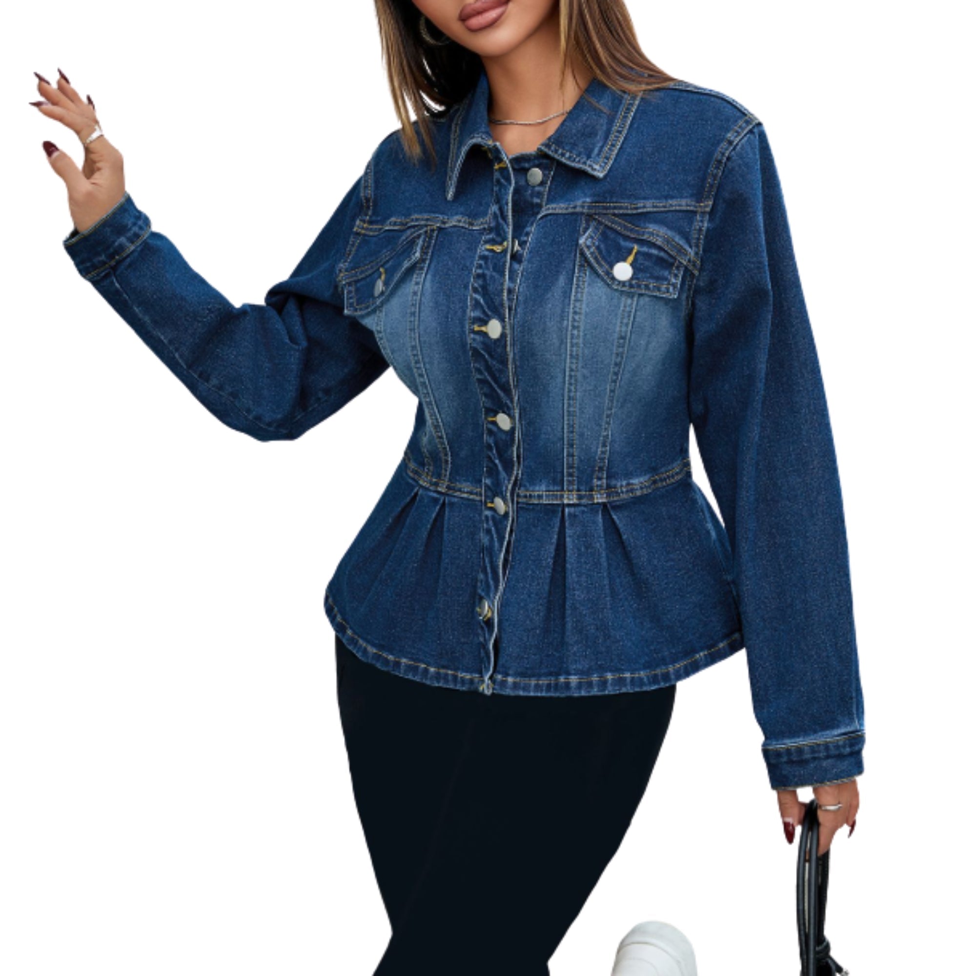 Indigo Sculpt Denim Jacket - modelita.nl