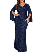 Midnight Bloom Fishtail Jurk - modelita.nl