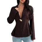 Milano Peplum Button Top - modelita.nl