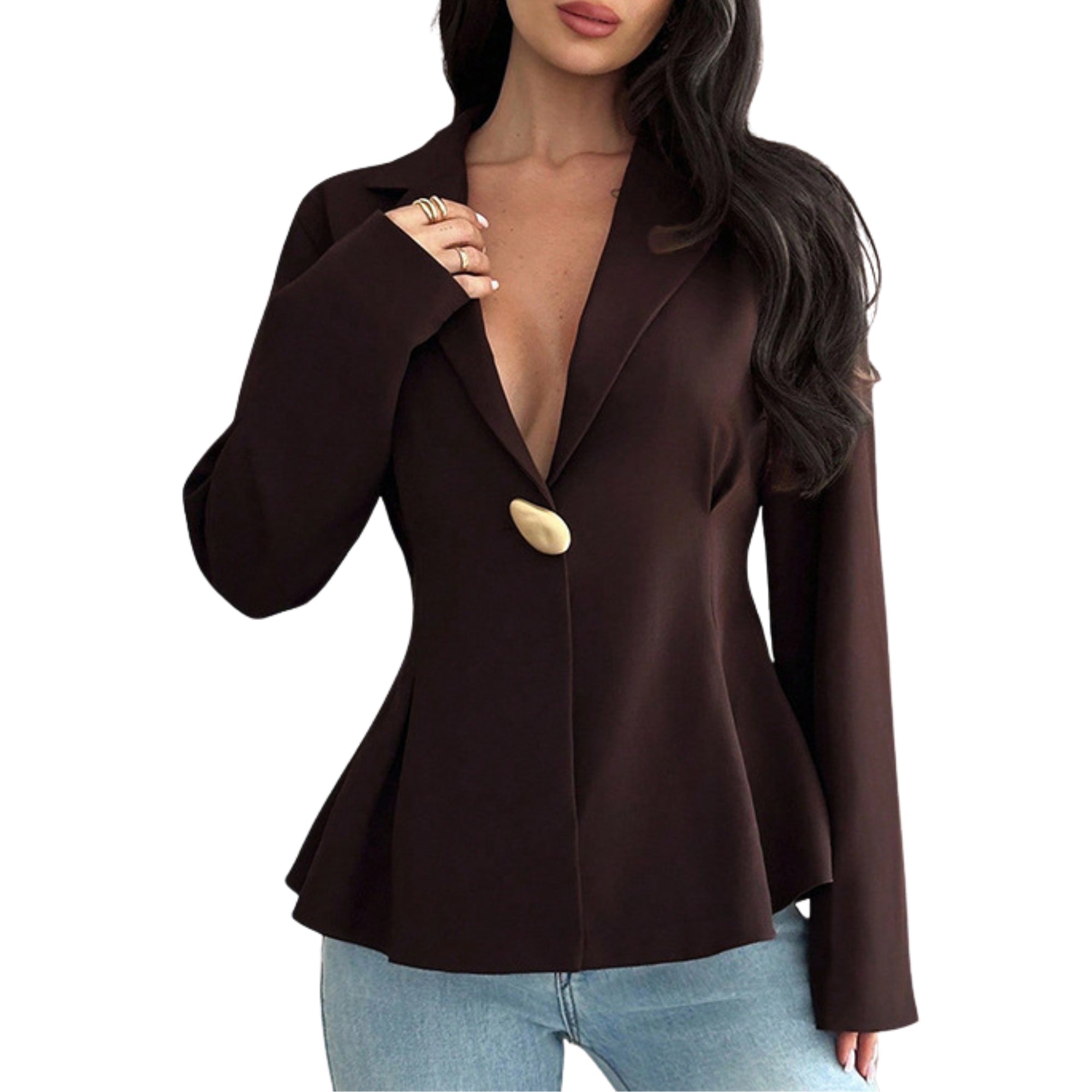 Milano Peplum Button Top - modelita.nl