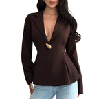 Milano Peplum Button Top - modelita.nl