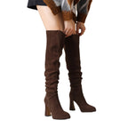 Mocha Overknee Luxe Laarzen - modelita.nl