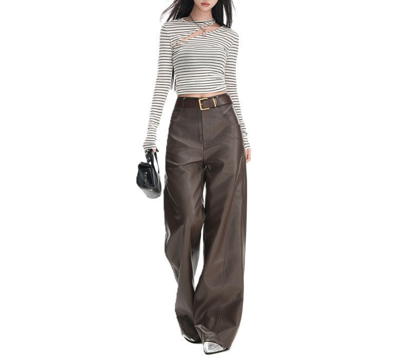 Noir Flow Leren Broek - modelita.nl