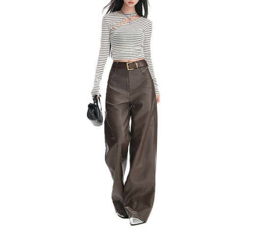 Noir Flow Leren Broek - modelita.nl