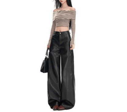 Noir Flow Leren Broek - modelita.nl