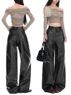 Noir Flow Leren Broek - modelita.nl