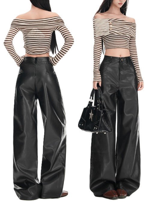 Noir Flow Leren Broek - modelita.nl