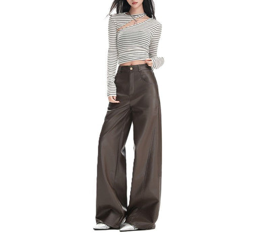 Noir Flow Leren Broek - modelita.nl
