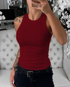 Slim Ribbed Halter Top - modelita.nl